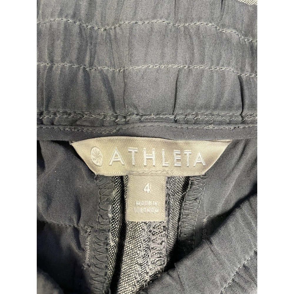 Athleta Bali Linen Ankle Pant Pull on Drawstring Flint Gray Heather Chambray 4‎ - Picture 4 of 13